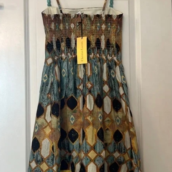 Christian Lacroix Linen Blend Mini Dress With Fringe Hem, Size XXS - Picture 8 of 16